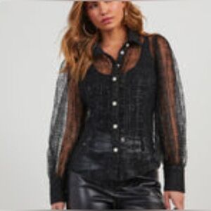 Elegant Black Sheer Women's Top